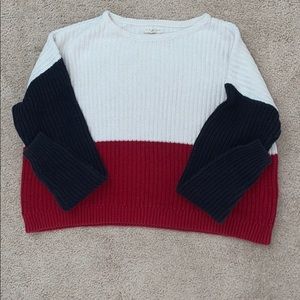 White, Red, and Blue knitted sweater, size small